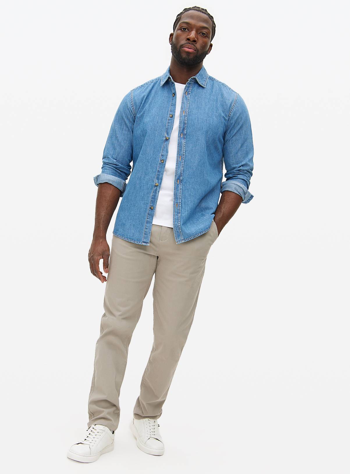 Grey Slim Fit Chinos With Stretch 40S - Image 1