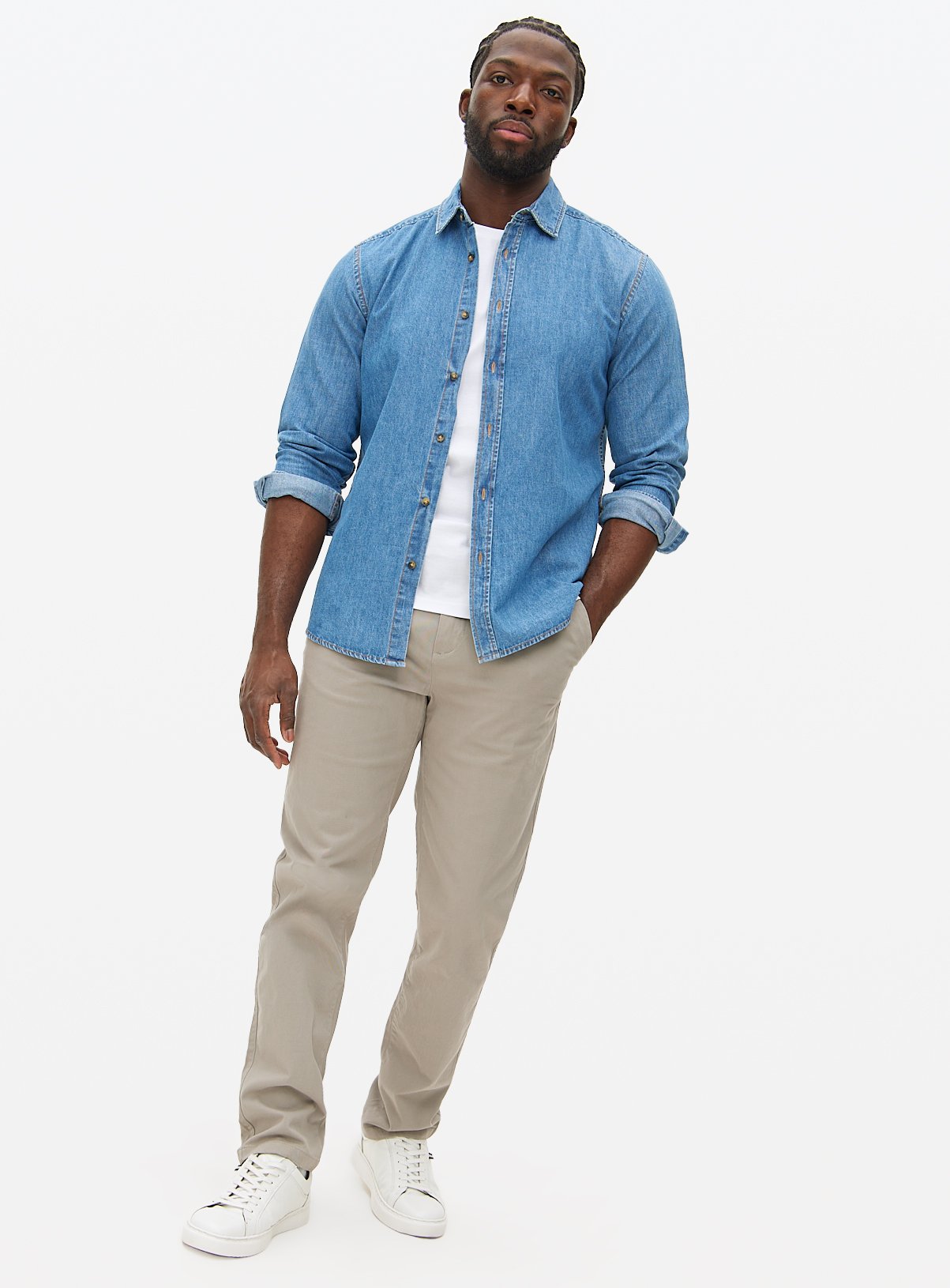Grey Slim Fit Chinos With Stretch 38S - Image 1 thumbnail