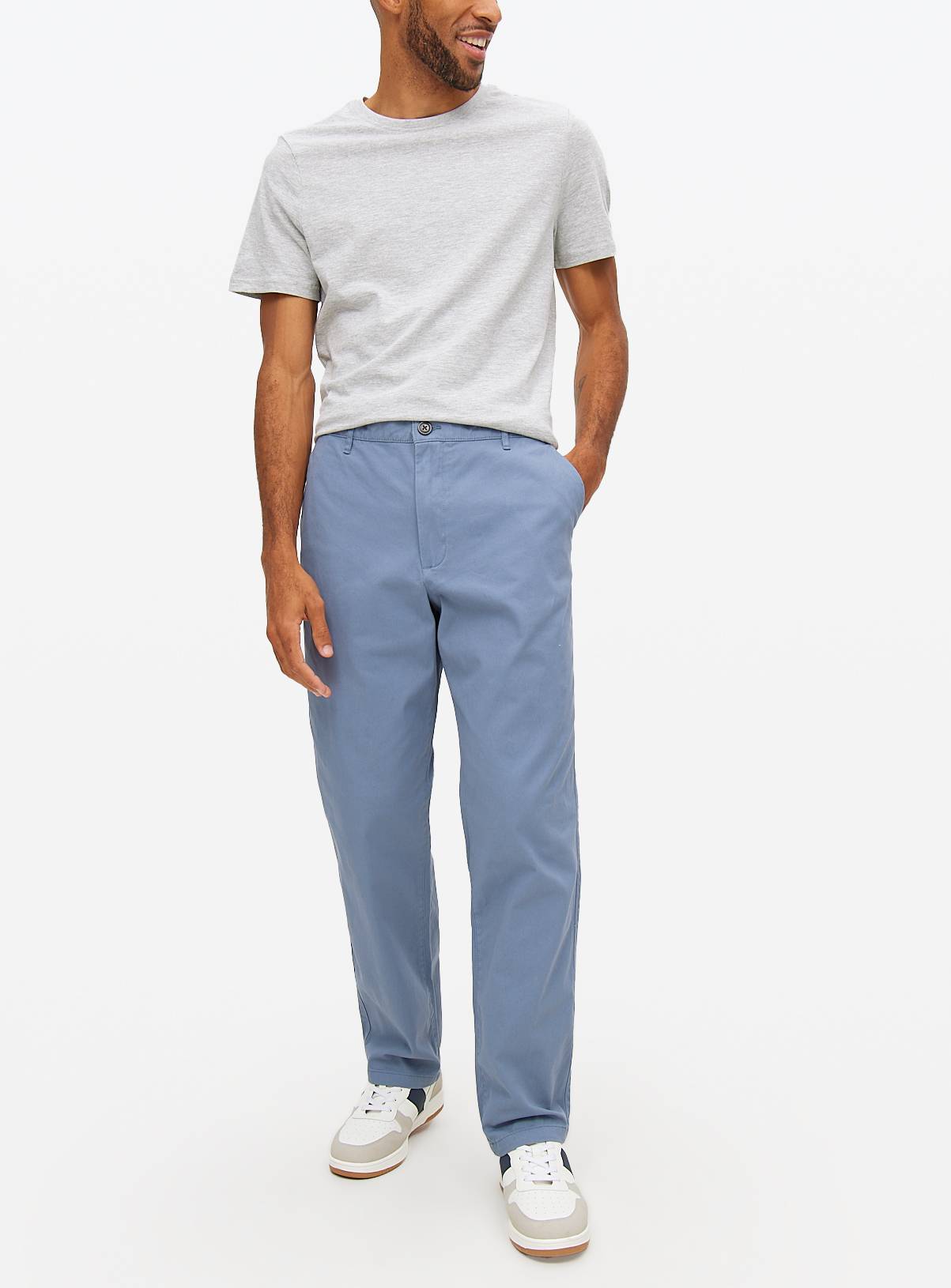 Blue Straight Leg Chino Trousers 42L - Image 1