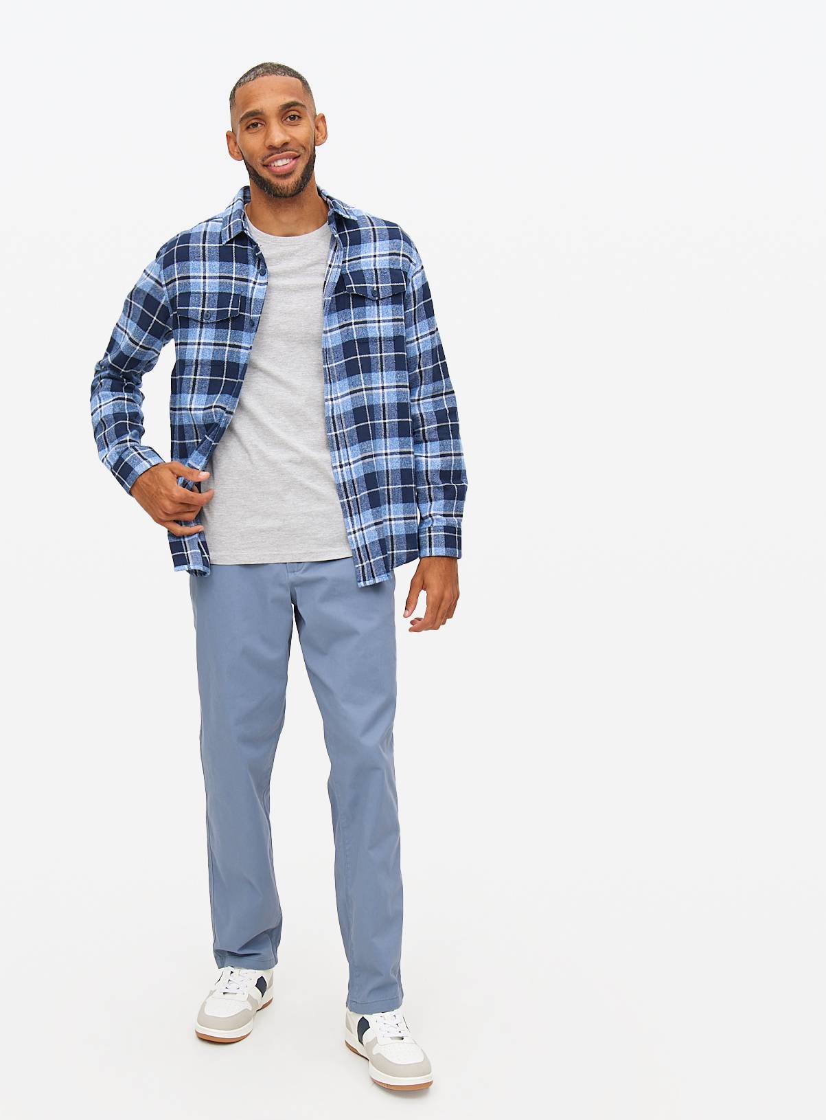Blue Straight Leg Chino Trousers 42L - Image 2