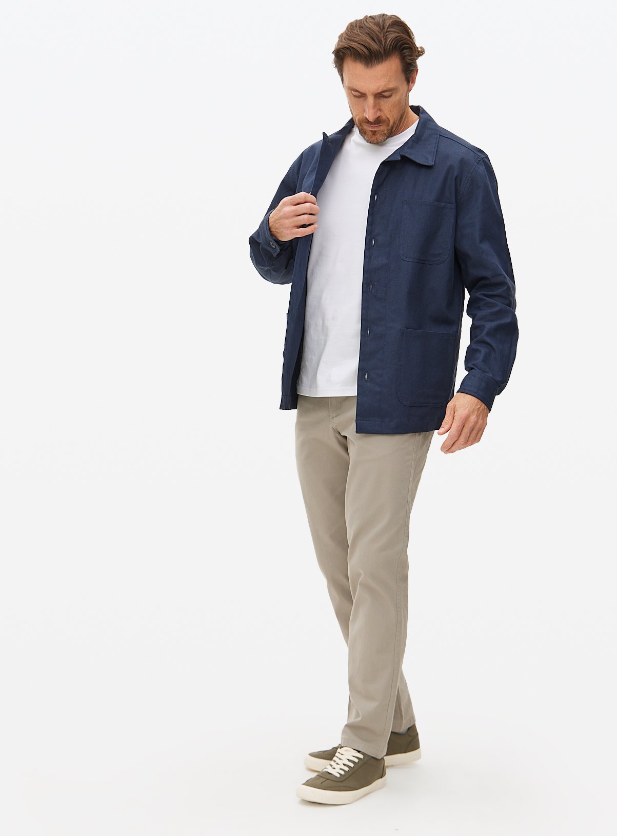 Grey Straight Leg Chino Trousers 40L - Image 1 thumbnail