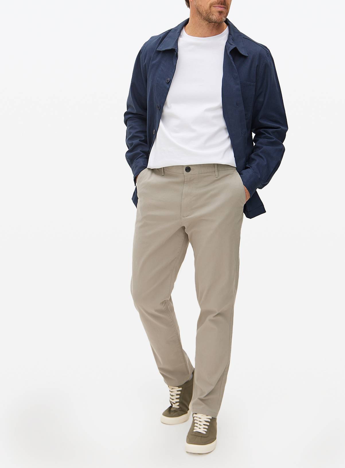 Grey Straight Leg Chino Trousers 40L - Image 2