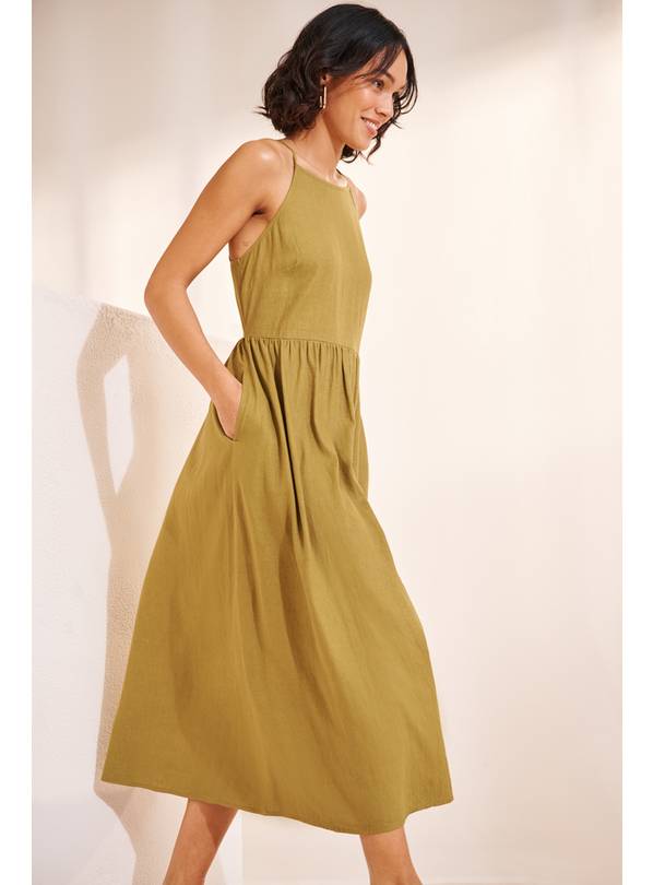 Khaki Linen Cami Dress 24