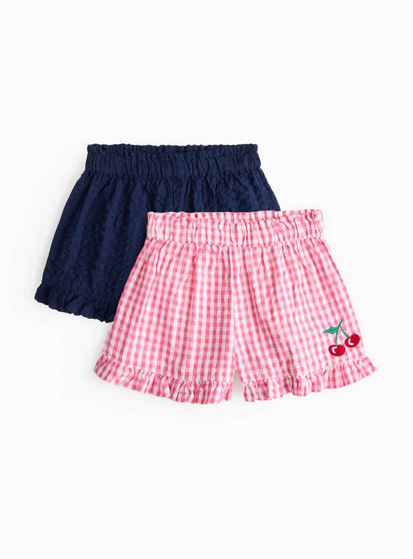 Pink Gingham & Navy Woven Shorts 2 Pack 1-2 years