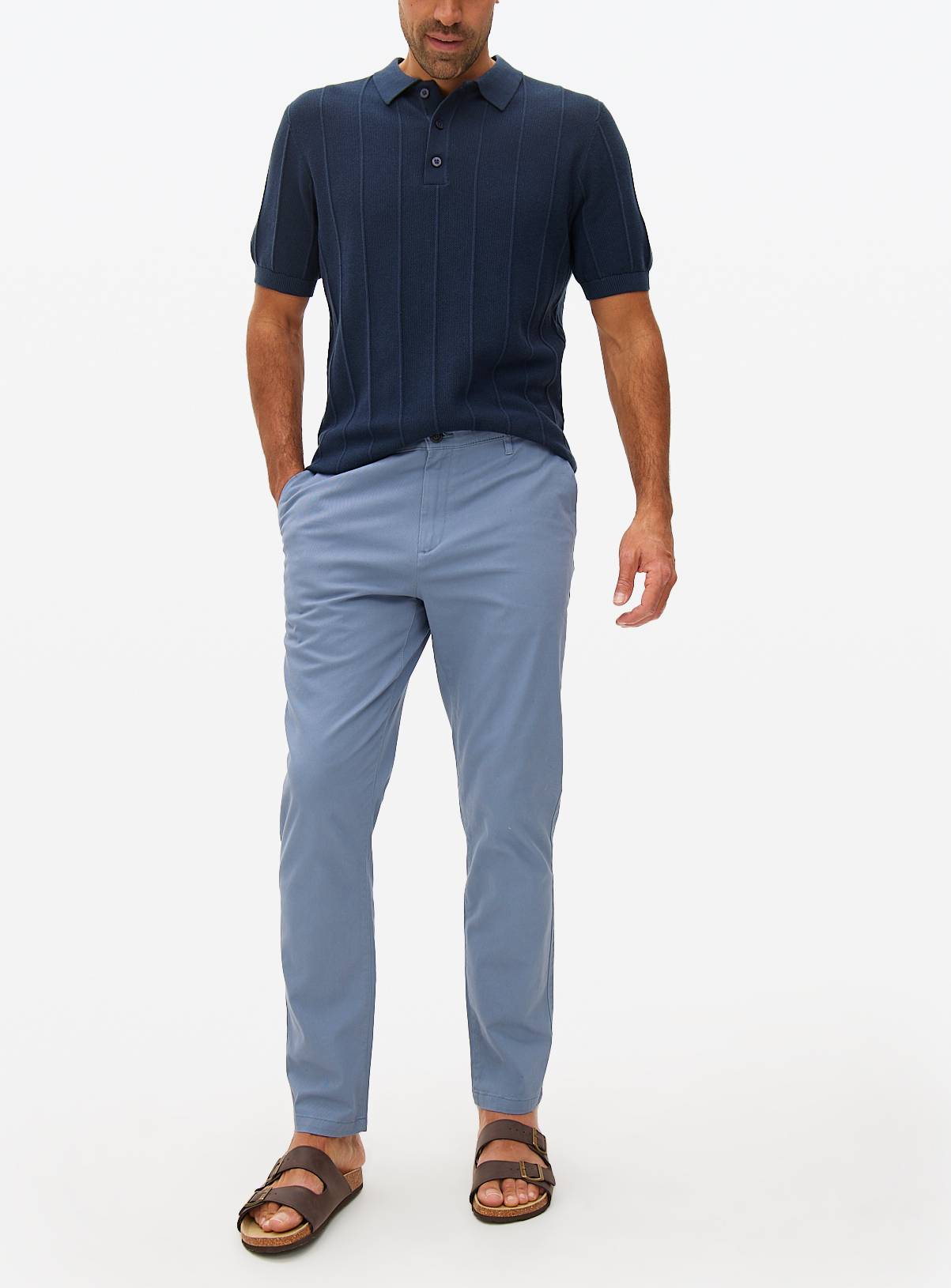 Mid Blue Skinny Fit Chino Trousers 46R - Image 1