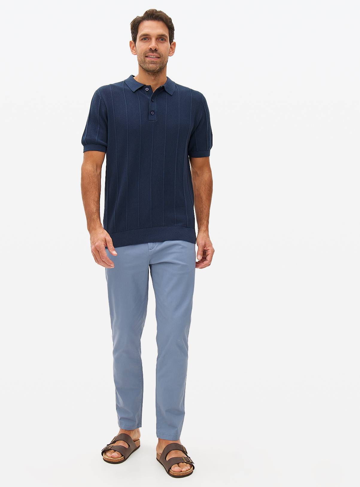 Mid Blue Skinny Fit Chino Trousers 46R - Image 2