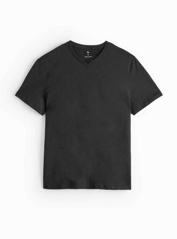 Black Regular V Neck T-Shirt XXXL