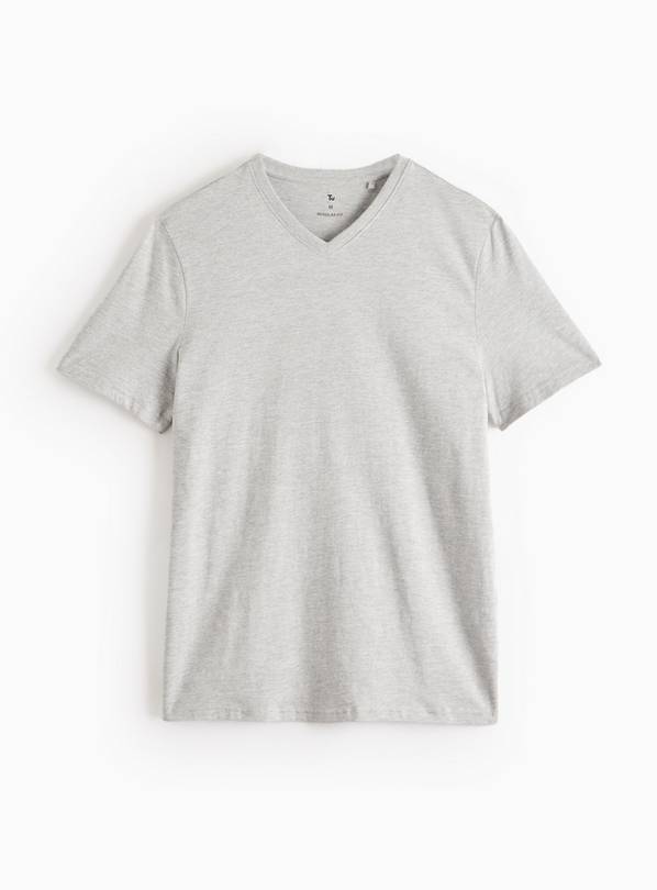 Grey Regular V Neck T-Shirt XXXL