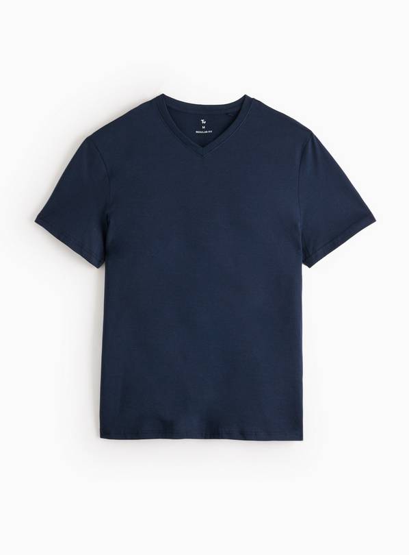 Navy Regular V Neck T-Shirt XXXXL