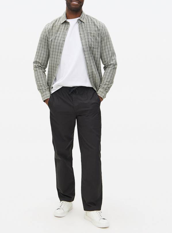 Black Pull-On Regular Fit Trousers 32L