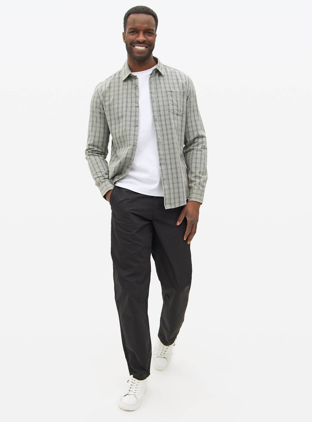 Black Pull-On Regular Fit Trousers 44R - Image 2