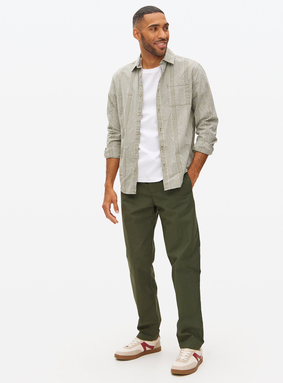 Khaki Pull-On Regular Fit Trousers 40R