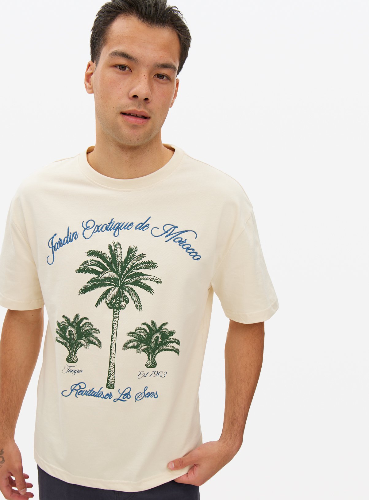 Men's Cream Morocco Graphic Print T-Shirt