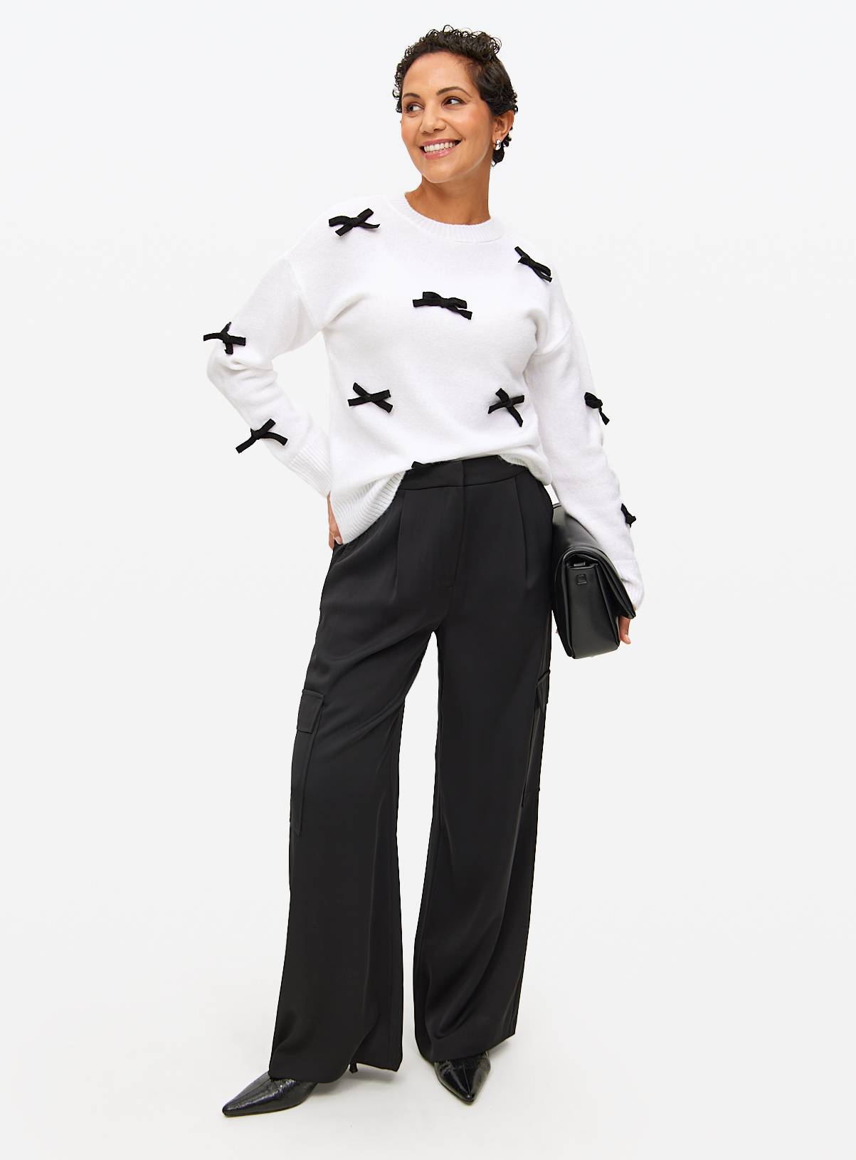 White Knitted Bow Placement Jumper 14 - Image 1