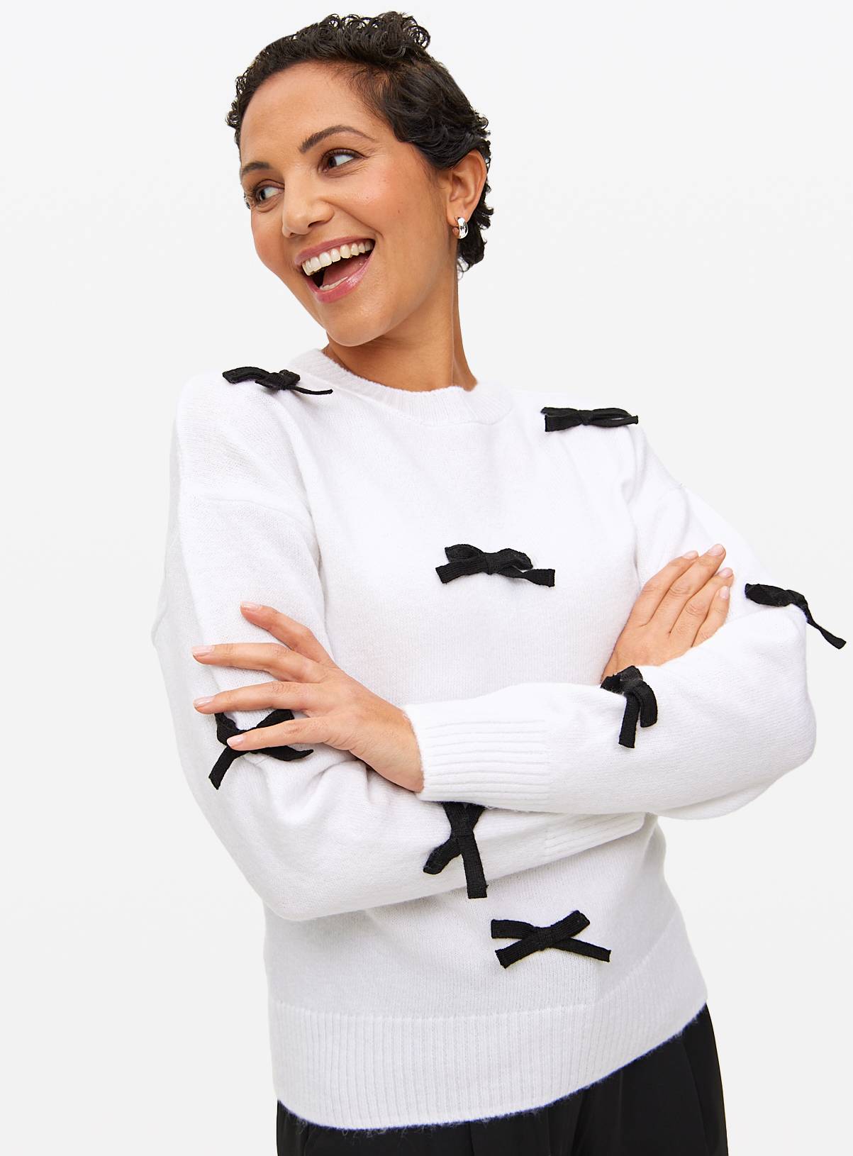 White Knitted Bow Placement Jumper 14 - Image 2