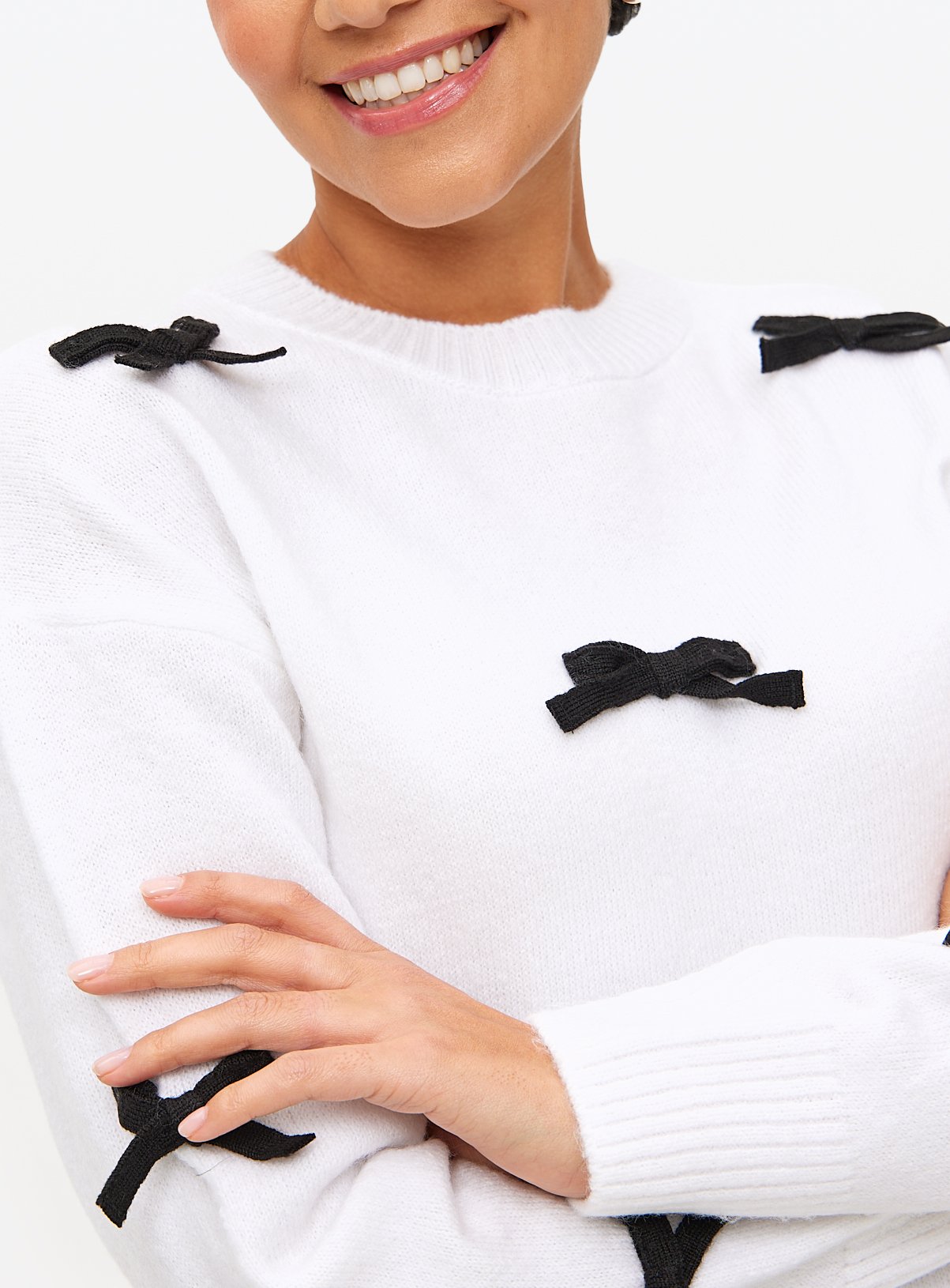 White Knitted Bow Placement Jumper 14 - Image 3 thumbnail
