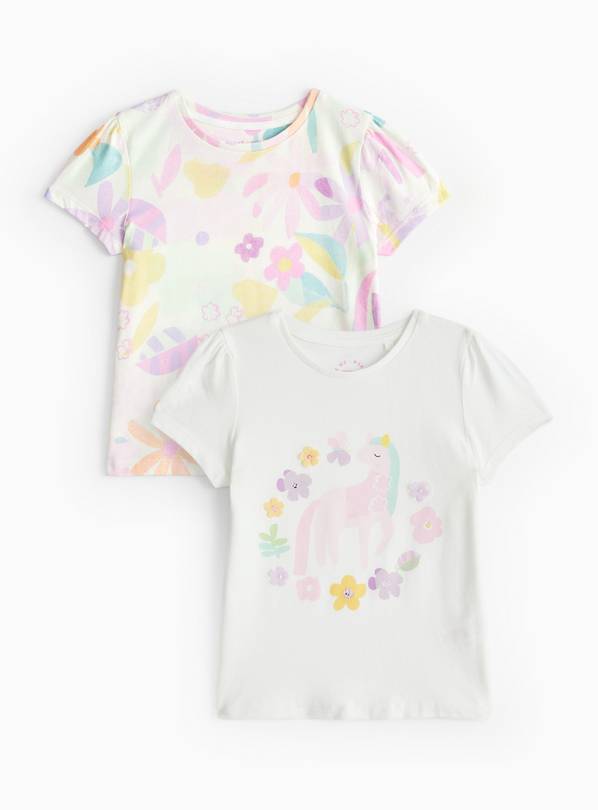 Pastel Floral Unicorn T-Shirt 2 Pack 2-3 years