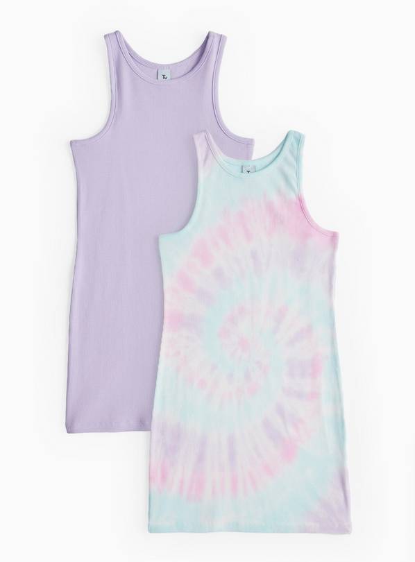 Lilac Ribbed Racerback Dress 2 Pack 8 years