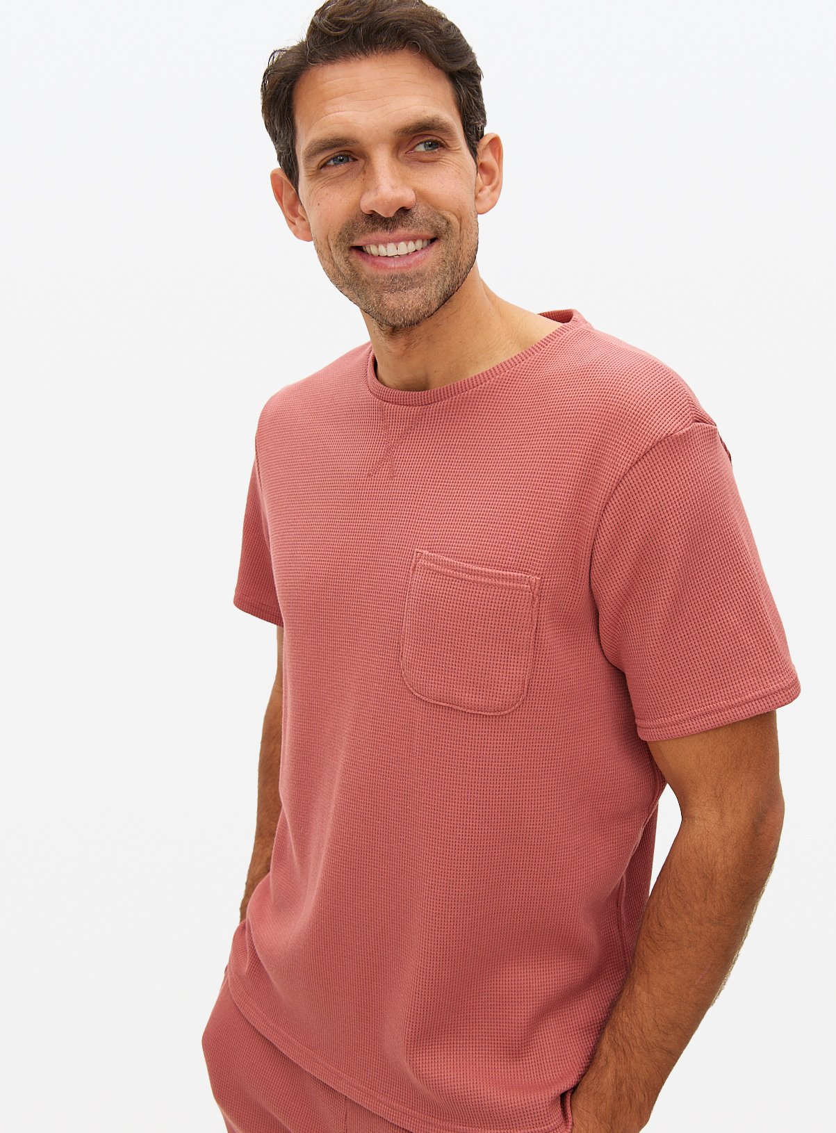 Men's Red Textured Lounge T-Shirt