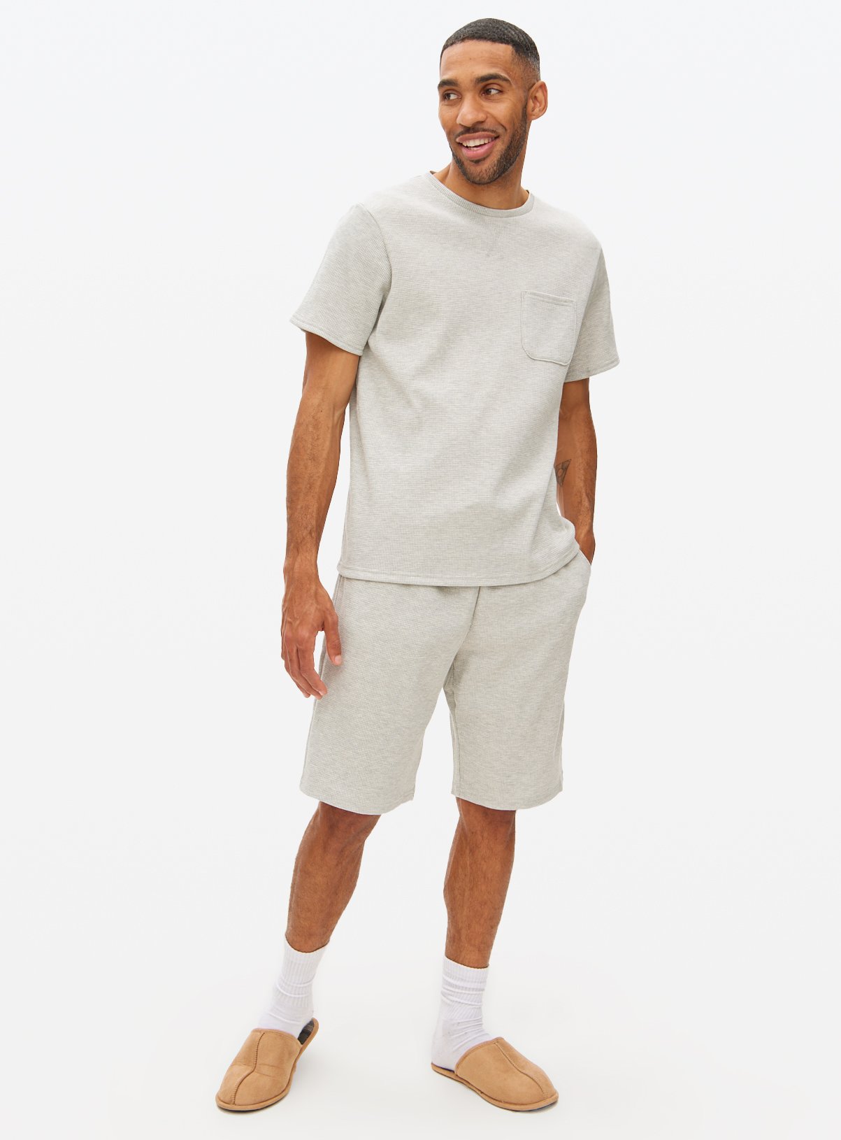 Men's Grey Waffle Co-ord Lounge Top
