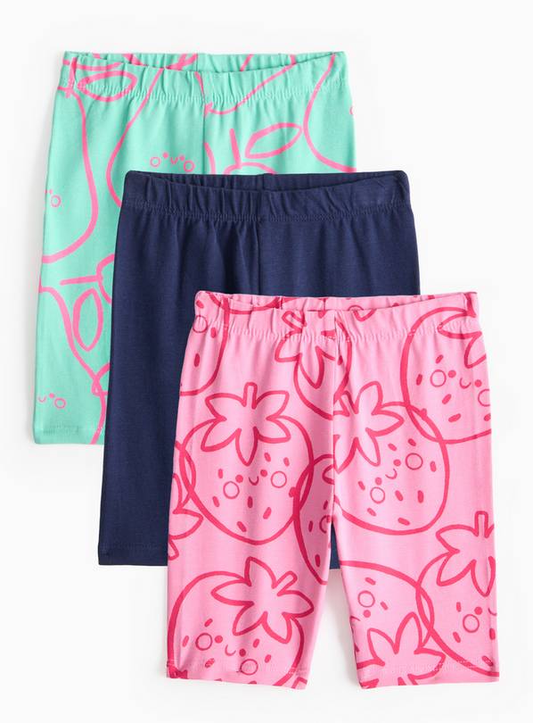 Green Printed Cycling Shorts 3 Pack 5-6 years