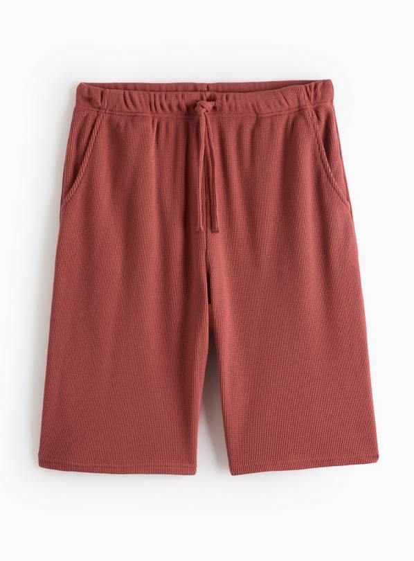 Red Textured Lounge Shorts  Red