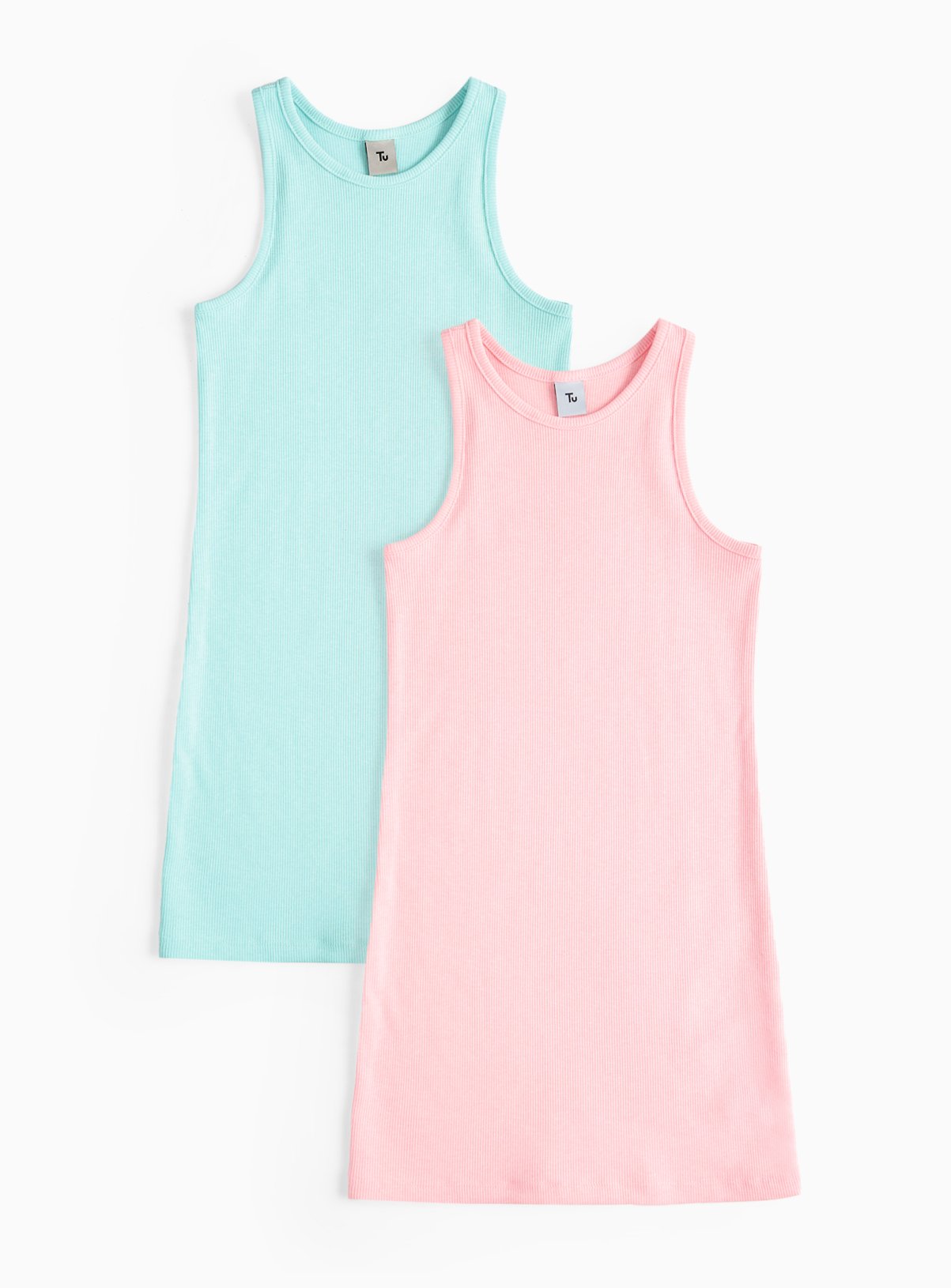 Pink Turquoise & Pink Ribbed Dress 2 Pack - Tu by Sainsbury's