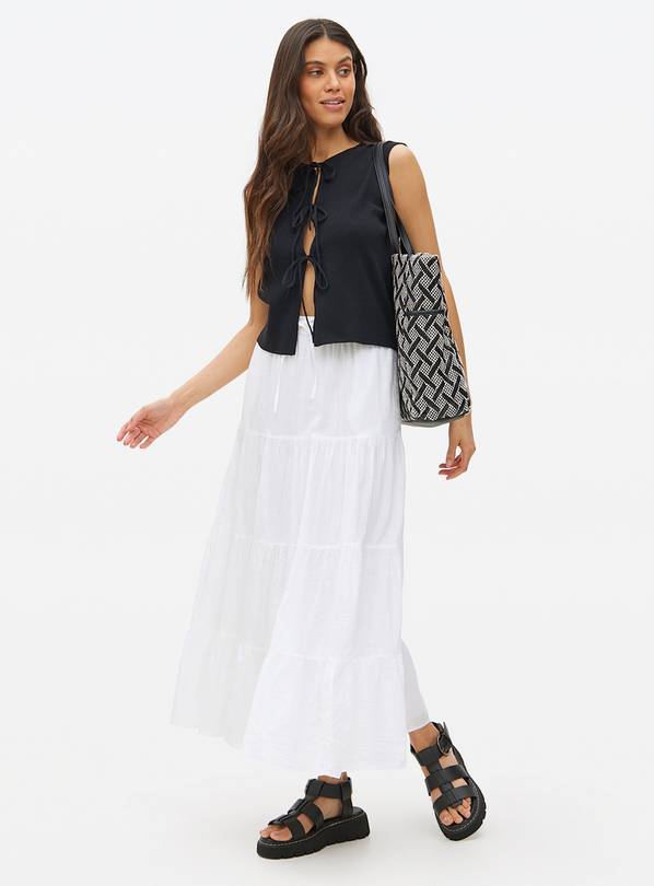 White Maxi Boho Full Skirt 6