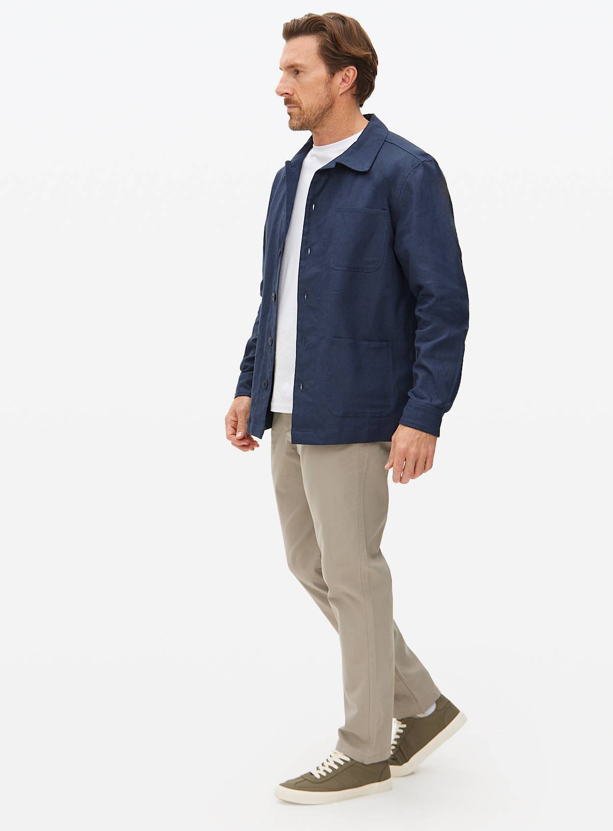 Navy Linen Overshirt XL - Image 2