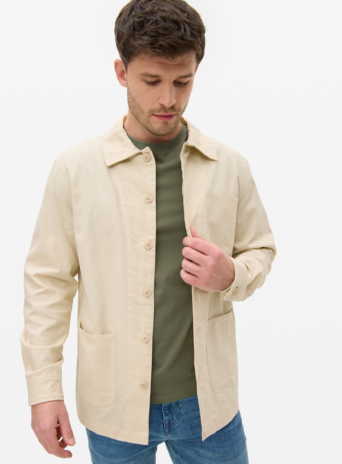 Men's Stone Linen Overshirt