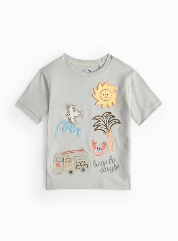 Grey Beach Days Design T-Shirt 1-2 years