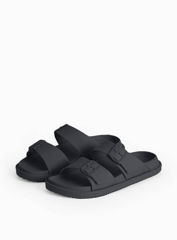 Black Double Buckle Sliders 3