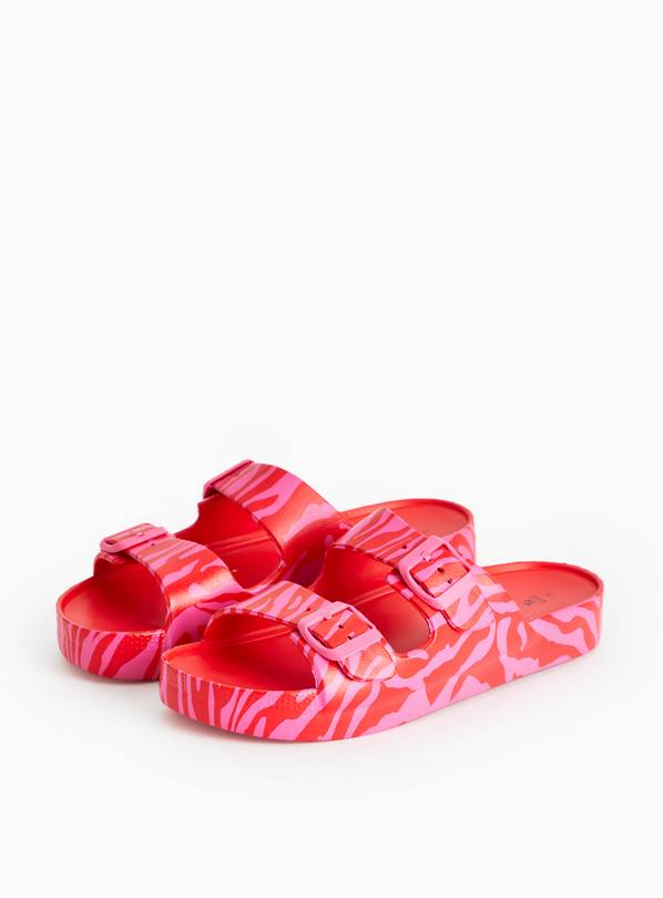 Red Zebra Print Eva Sliders 3