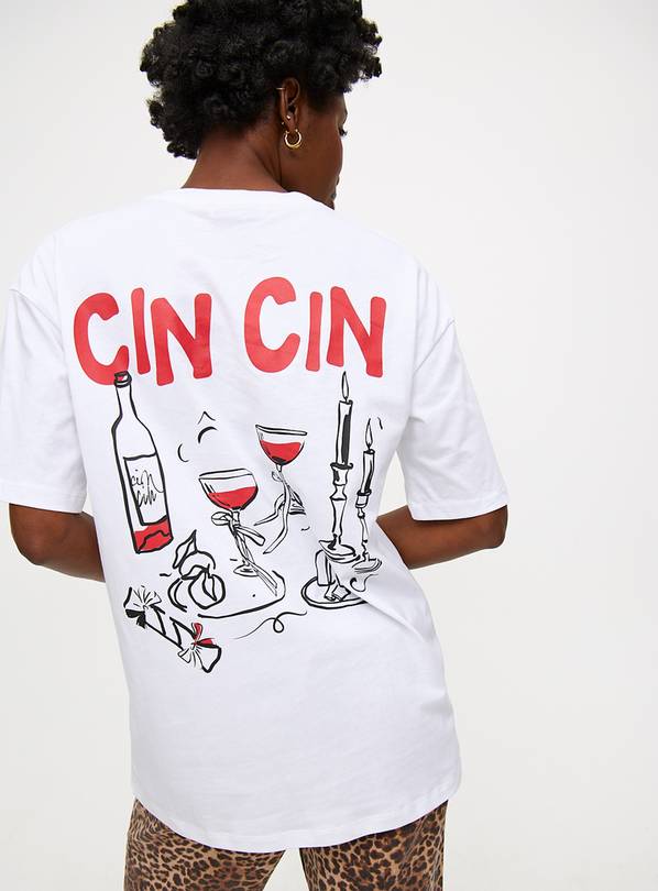 Cin Cin Graphic Oversized T-Shirt L