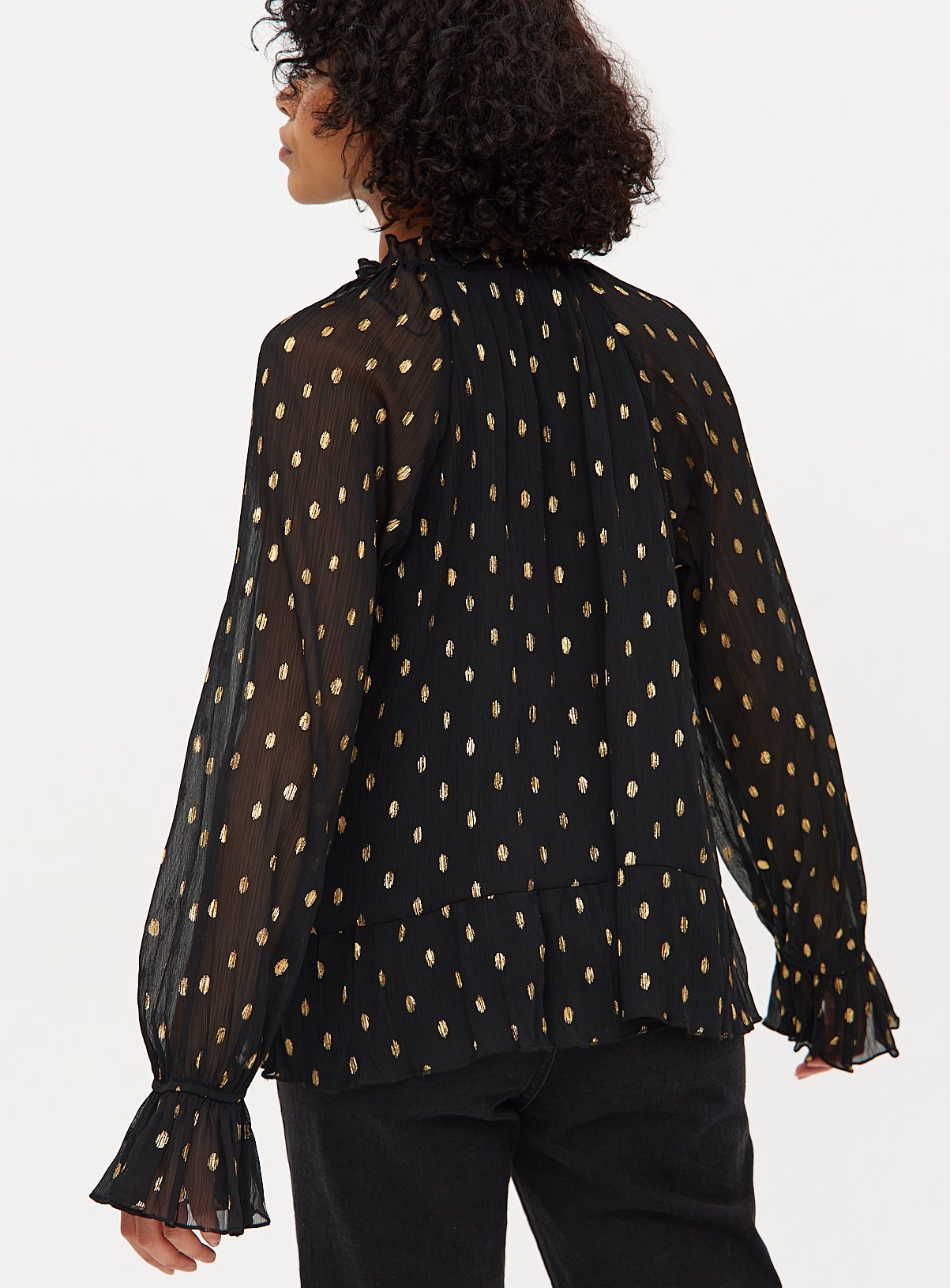 Black Chiffon Foil Print Romantic Blouse 12 - Image 4 thumbnail