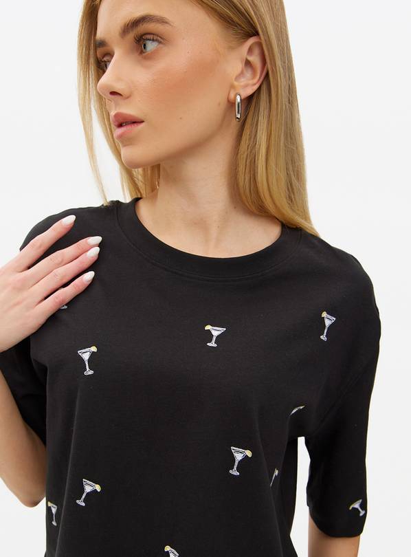 Navy Embroidered Cocktail T-Shirt XL