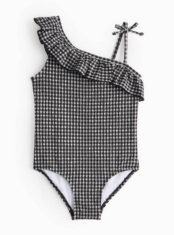 Gingham Frill One Shoulder Swimsuit 3 years