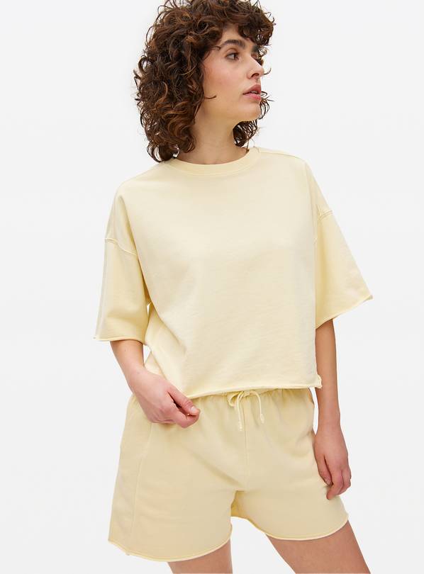 Yellow Boxy Short Sleeve Sweatshirt XS