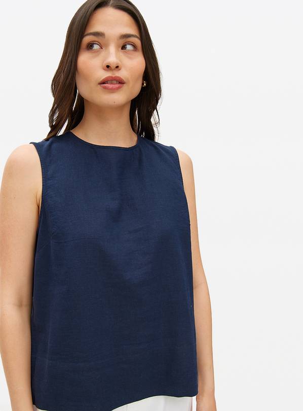 Navy Back Button Sleeveless Top 16