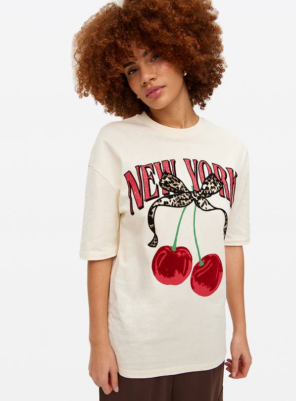 Cherry Print Oversized T-Shirt M