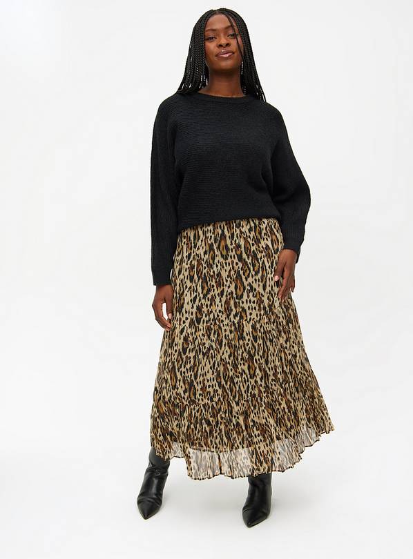 Brown Leopard Print Tiered Maxi Skirt 12