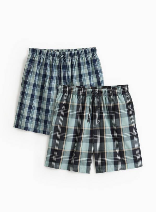 Green Check Woven Pyjama Shorts 2 Pack XL