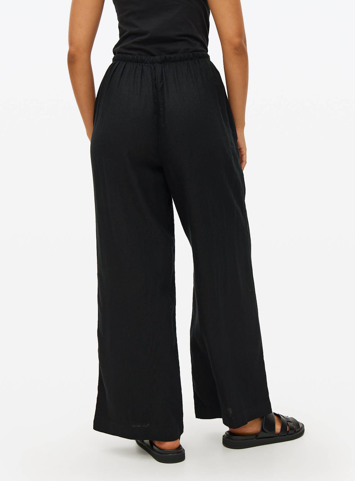 Black Wide Leg Linen Blend Co-ord Trousers 16 - Image 4