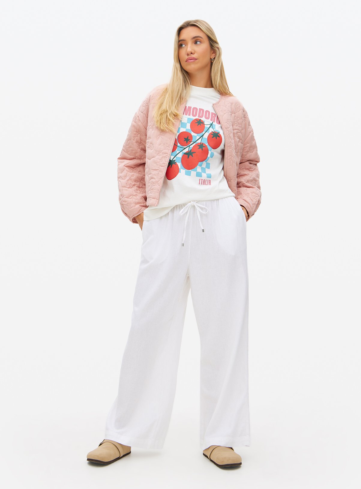 White Wide Leg Linen Blend Co-ord Trousers 10 - Image 2 thumbnail