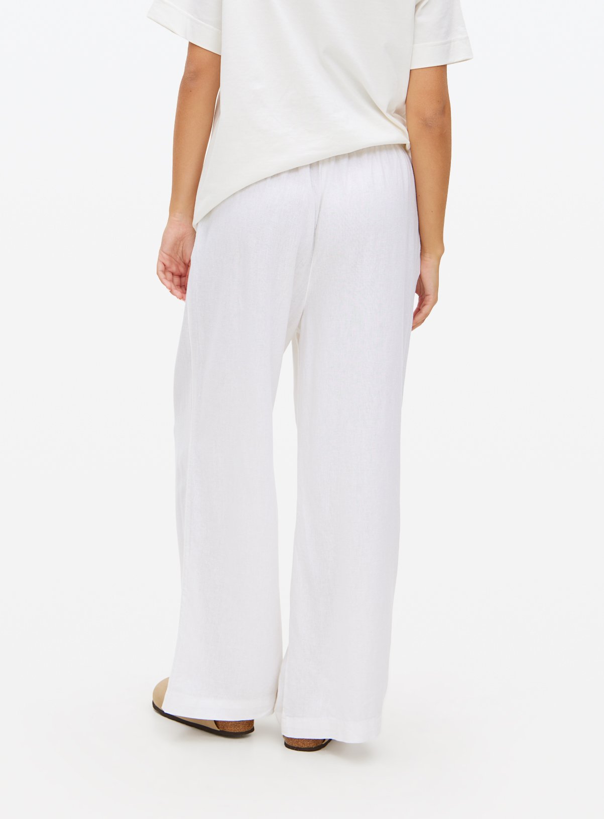 White Wide Leg Linen Blend Co-ord Trousers 10 - Image 4 thumbnail