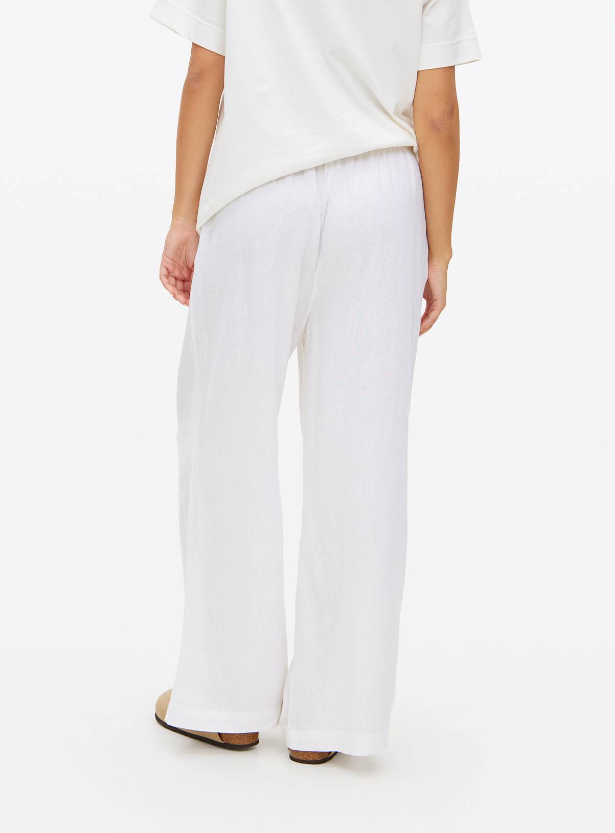 White Wide Leg Linen Blend Co-ord Trousers 10 - Image 4