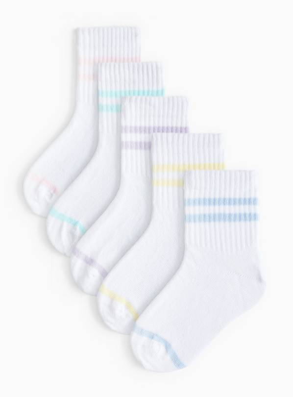 Sports Socks With Pastel Stripes 5 Pack 6-8.5