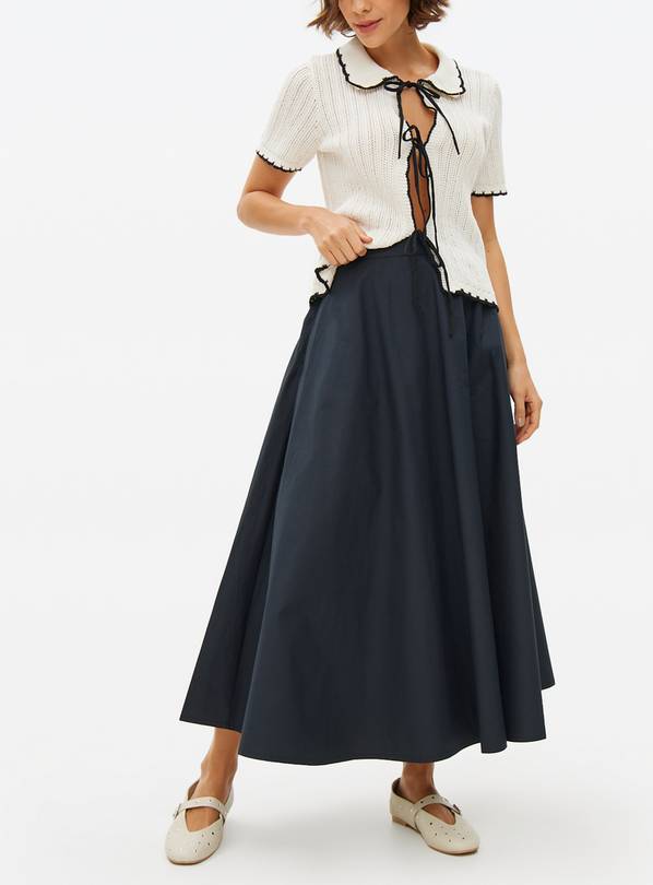 Black Poplin Full Midaxi Skirt 18