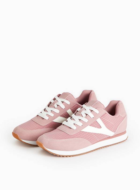 Pink Panel Retro Style Trainers  3