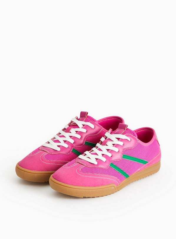 Bright Pink Mesh Retro Style Trainers 3